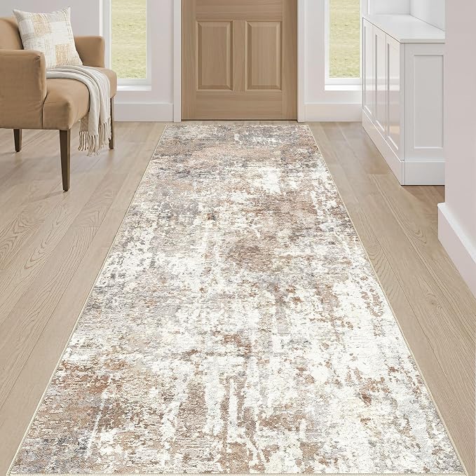 Runner Rug Kitchen Washable Rugs: 3x10 Non-Slip Abstract Soft Modern Stain - Image 4