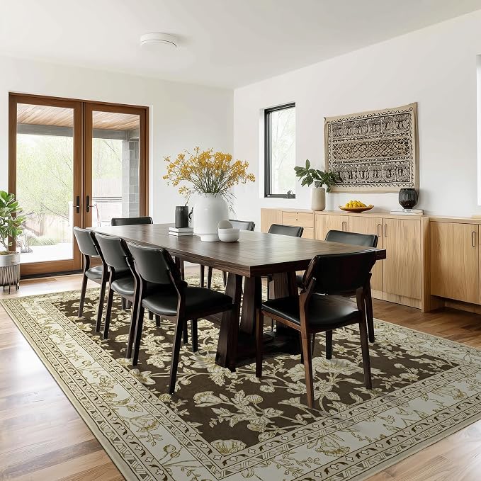 Browm Farmhouse Washable 9x12 Area Rugs - Image 8