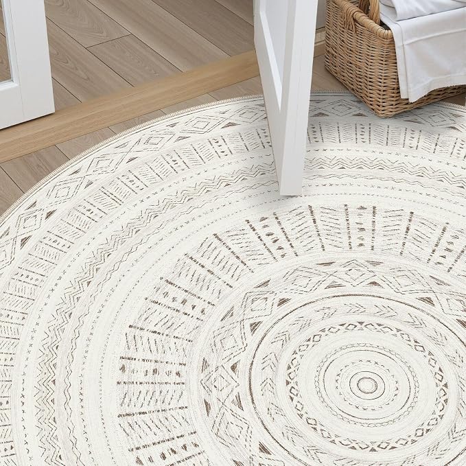 cotiled 6x6 Round Area Rugs Living Room Rug: Washable Boho Rugs - Image 6