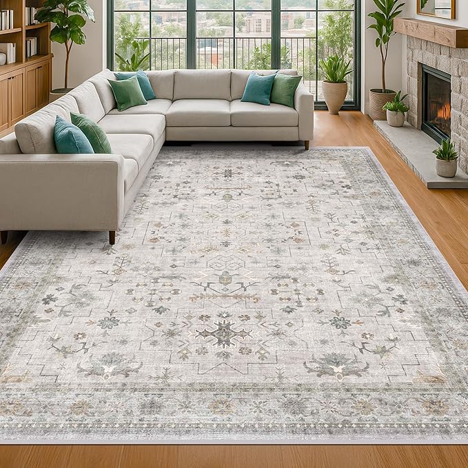 Hazo Haus Light Gray 8x12 Large Area Rugs by HazoHaus