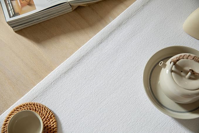 Burlap Style Farmhouse Table Runner, 14x90 Inches White | Thick Durable Fabric - Image 5