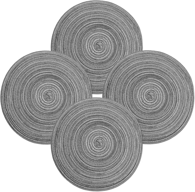 MIAOMIAO Round Placemats Set of 4 Woven Braided Place Mats | 14.5 Inch Cotton by Unknown