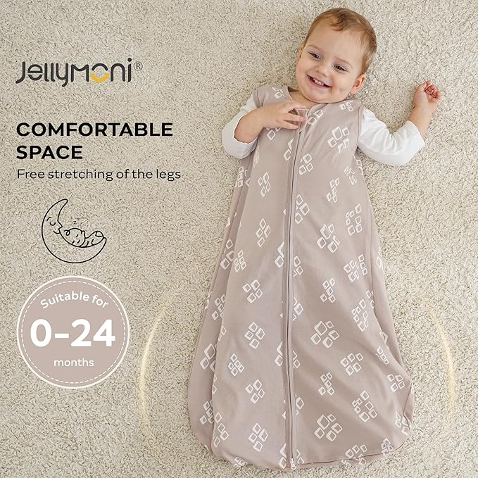 JELLYMONI Baby Sleep Sack 12-18 Months Wearable Blanket for Baby, 100% Cotton 2 Pack Infant Toddler Sleeping Sack Lightweight Soft 2-Way Zipper Sleepsack