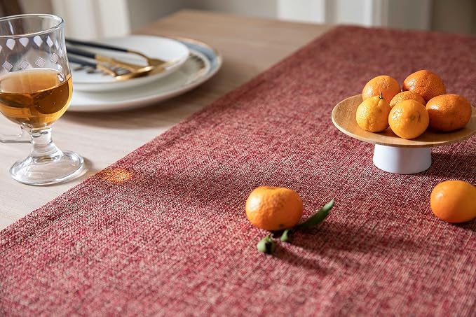 Burlap Style Farmhouse Table Runner, 14x36 Inches Red | Thick Durable Fabric - Image 5