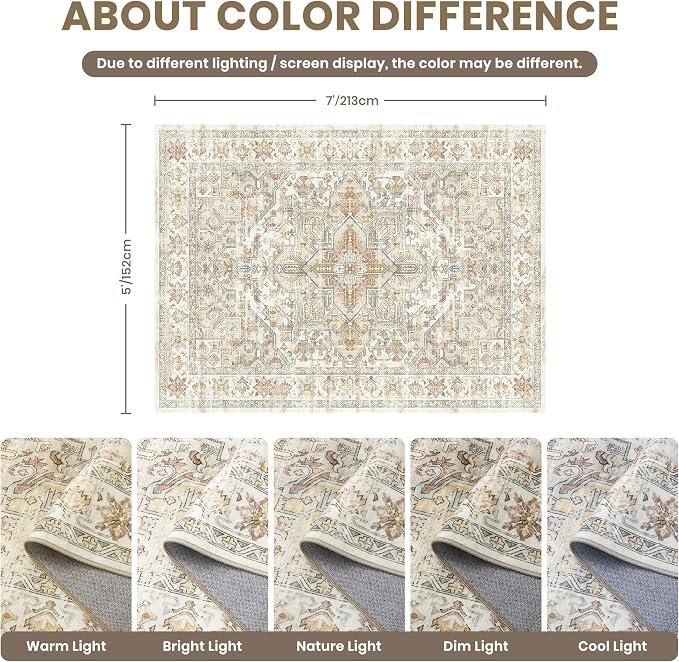 zesthome 5x7 Washable Rug-Stain Resistant Area Rugs - Image 2