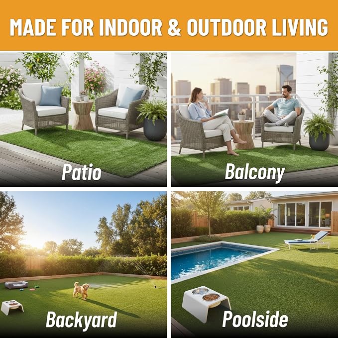 Ottomanson Artificial Grass Runner Natural 31" x 48', Realistic Grass - Image 4