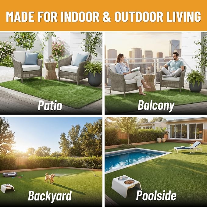 Ottomanson Artificial Grass Runner Natural 31" x 30, Realistic Grass - Image 4