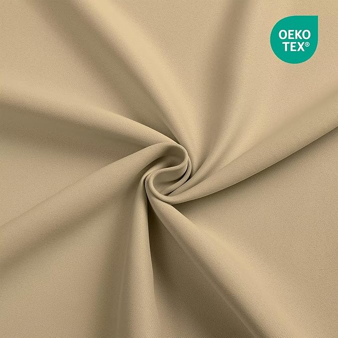 Joydeco Blackout Curtains 108 Inches Long, Thermal Insulated Black Out Curtains 2 Panels Set, Room Darkening Drapes for Living Room Window Rod Pocket Back Tab (W52 x L108 Inch, Beige)