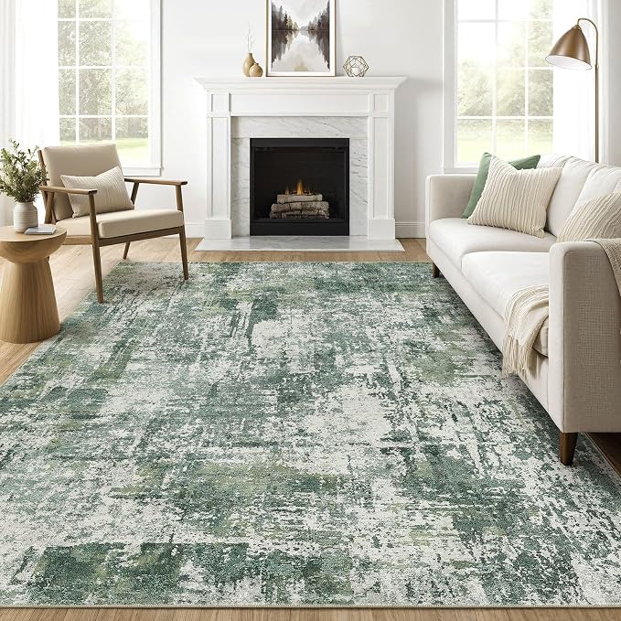 7x9 Area Rug Living Room: Washable Large Abstract Soft Stain Resistant Indoor by LOONGRUG