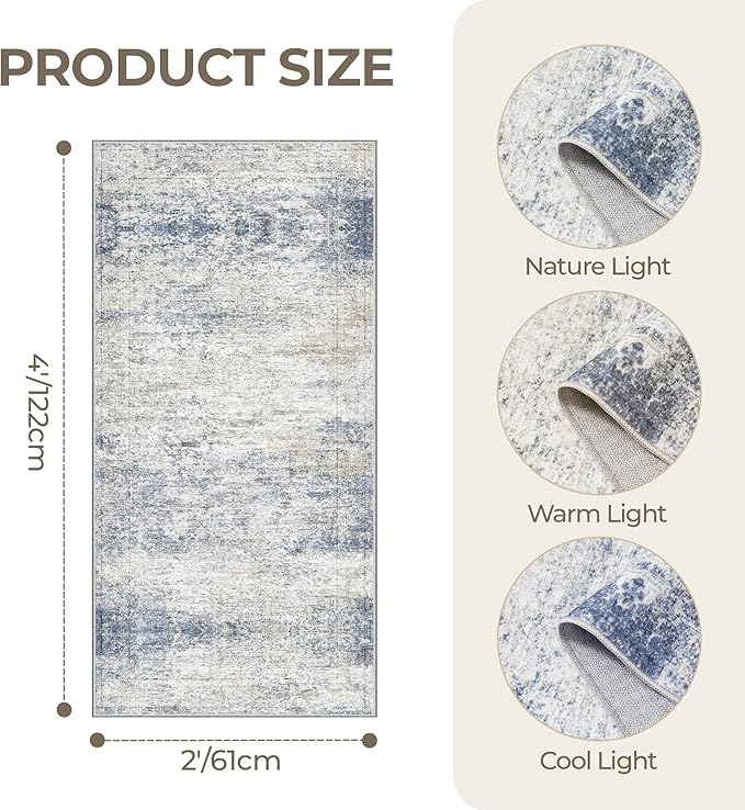2x4 Washable Rug Runner for Bathroom, Soft Entryway Rug for Laundry Room - Image 2