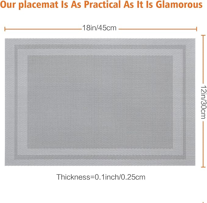Placemats Set of 6, Vinyl PVC Heat Resistant Washable Placemats Set, Non Slip - Image 3