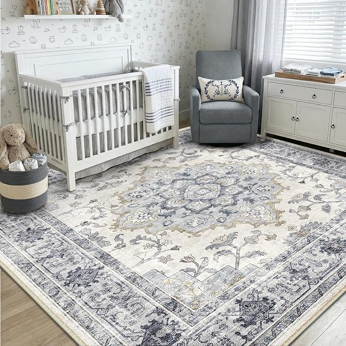 CAPALOCA Machine Washable Rugs Nursery Rug 5x7 Cute Girl Non Slip Low Pile - Image 2