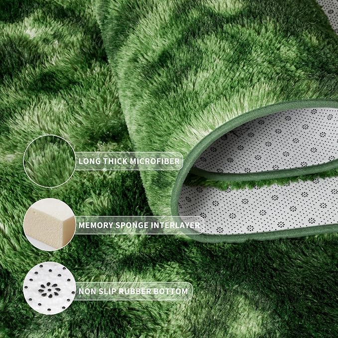 Tepook Fluffy Dark Green Rugs for Living Room Bedroom, 4x6 Soft Area Rug - Image 5