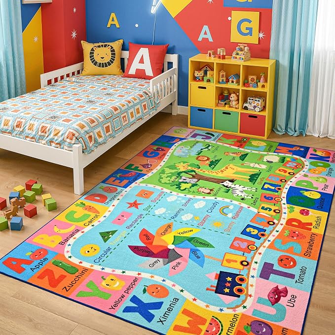 Maxsoft Kids Rug for Playroom, Educational 5x7 Play Mat for Classroom, Washable - Image 6