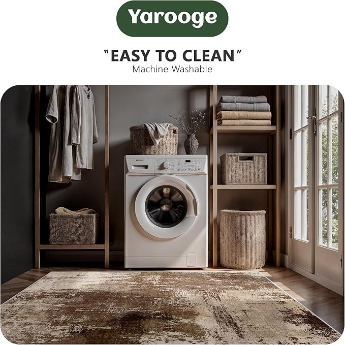 9x12 Area Rugs - Modern Abstract Washable Rug, Ultra Soft Non Slip Low Pile - Image 5