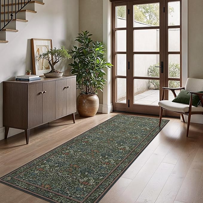 GENIMO Washable Floral Runner Rug 2’6” x 7’, Non-Slip Long Hallway Carpet - Image 4
