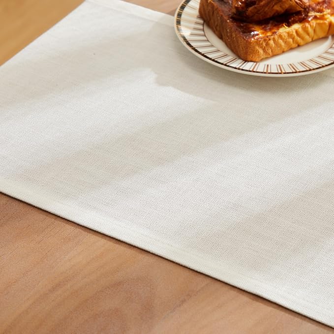 Rustic Cotton Linen Table Runner, 13x48 Inches Off White | Farmhouse Style - Image 6