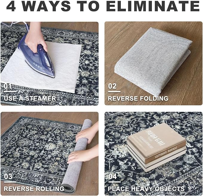 KILOCOCO Hallway Runner 2x8 Rug Runner Printed Vintage Floral Washable Kitchen - Image 2