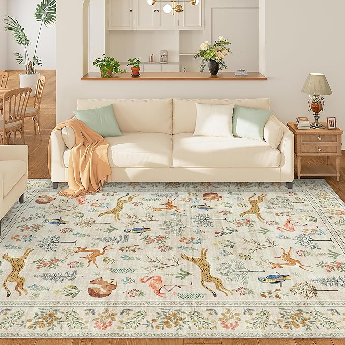 DUKINO 5x7 Rug, Washable Animal Living Room Rug - Image 3