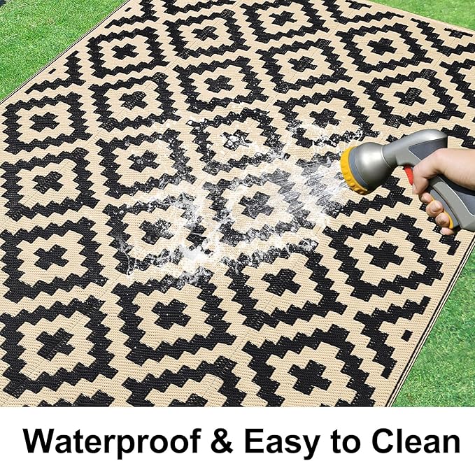 Smiry Waterproof Outdoor Rug 5x8 ft, Reversible Plastic Straw Patio Camping Rugs - Image 2