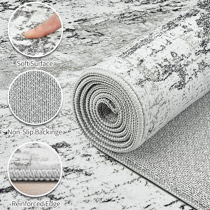 Area Rugs 9x12 Living Room: Large Modern Abstract Washable Rug Soft Indoor Anti - Image 8