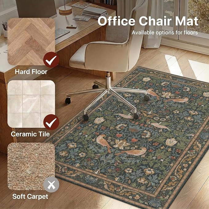 48"x60" Office Chair Mat for Hardwood Tile Floor, Under Desk Carpet Protector - Image 3