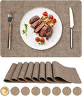 NCUE Vinyl Placemats Set of 8, Heat Resistant, Nonslip Faux Leather Waterproof by NCUE