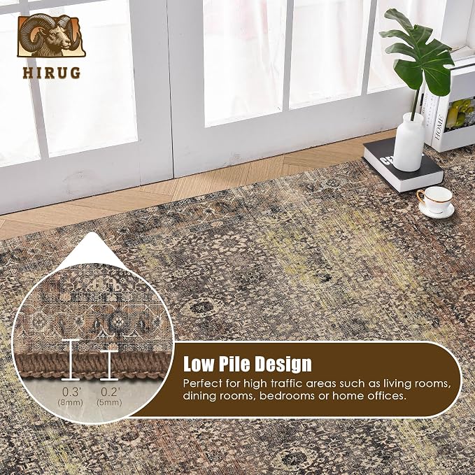 Washable Area Rug 5' x 7' Vintage Traditional Persian Mat - Image 5