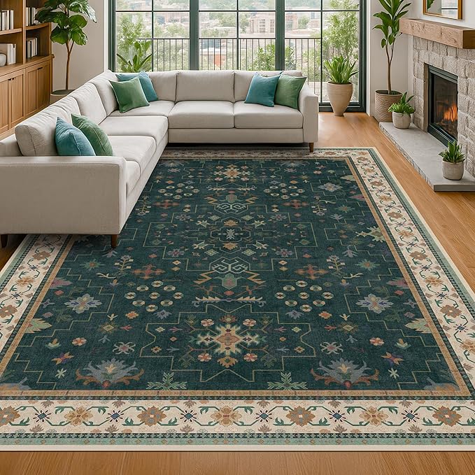 Hazo Haus Dark Green Oushak Living Room Rug 10x12 - Image 5