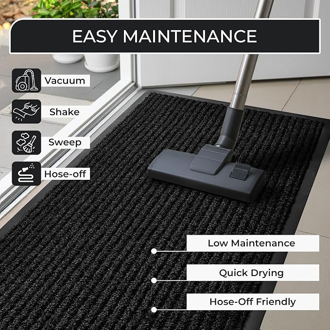 Commercial Door Mat 4'x8' Black, Heavy Duty Industrial Floor Mat - Image 3