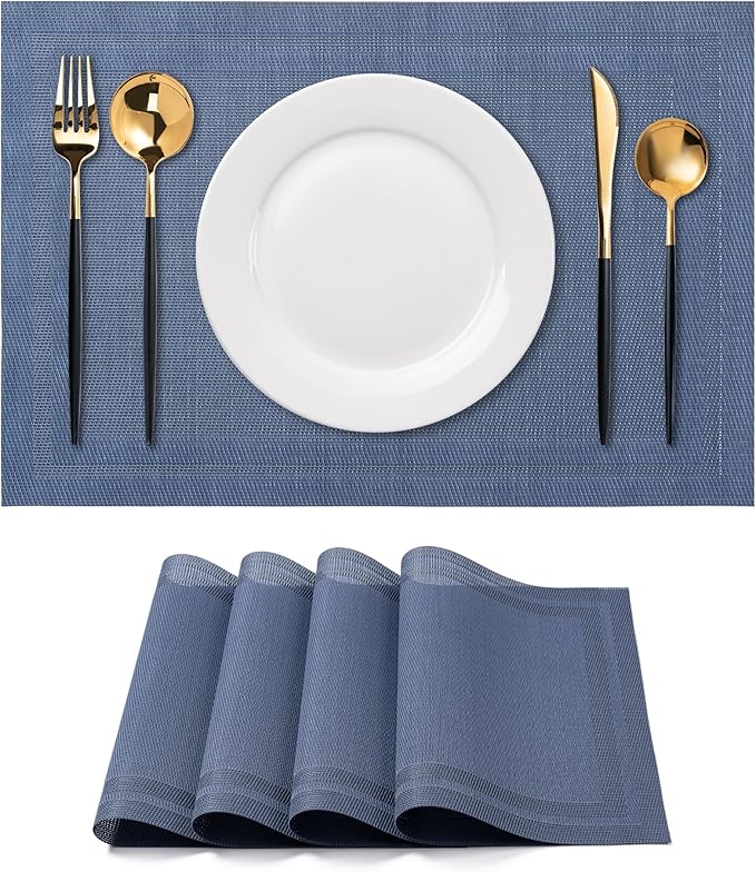 Placemats Set of 4 Washable Indoor | Outdoor Vinyl Place Mats by CADONO