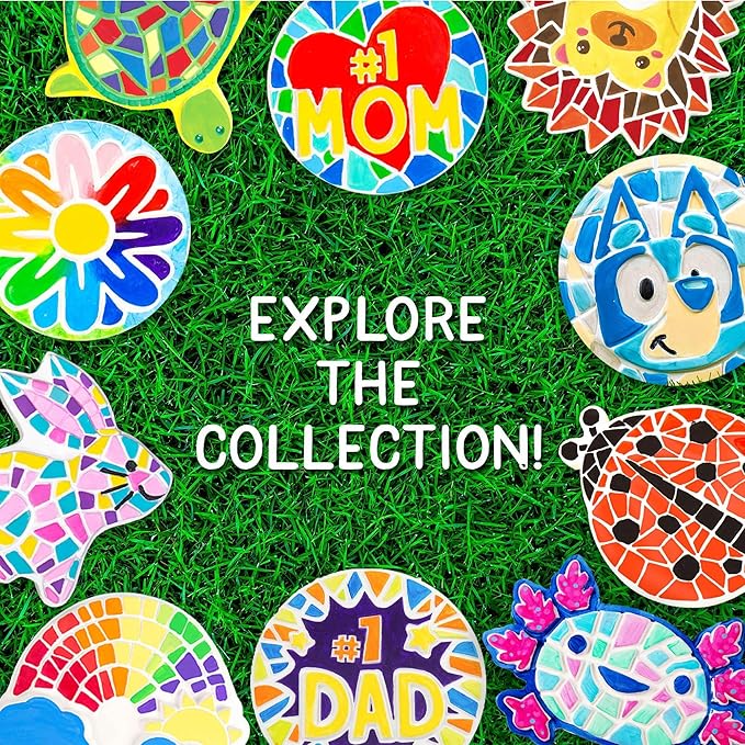 Creative Roots Axolotl Stepping Stone Kit, 7-Inch Paintable Ceramic Stepping Stone, Includes 6 Acrylic Paints, Kids Crafts, Ages 8+