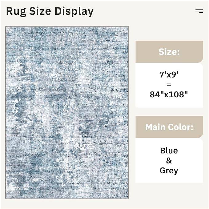 Soalmost 7x9 Area Rug for Living Room Washable Abstract Vintage Soft Thin - Image 5