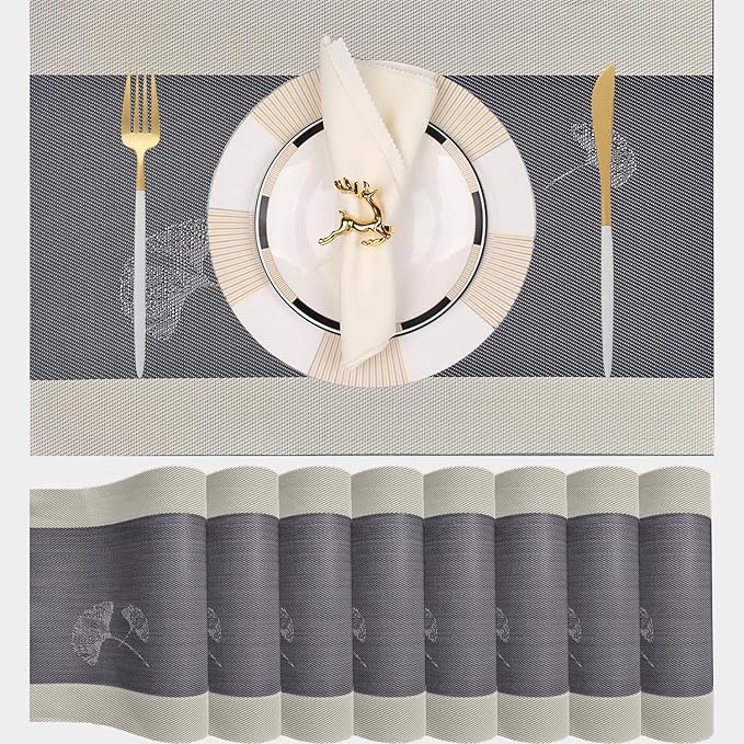 PIGCHCY Placemats Set of 8, Country Rustic Placemats Non-Slip Washable Durable by PIGCHCY
