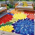 Outdoor Area Rug Washable Multicolored Patio Rug Tropical Botanical Modern by ArenaRug