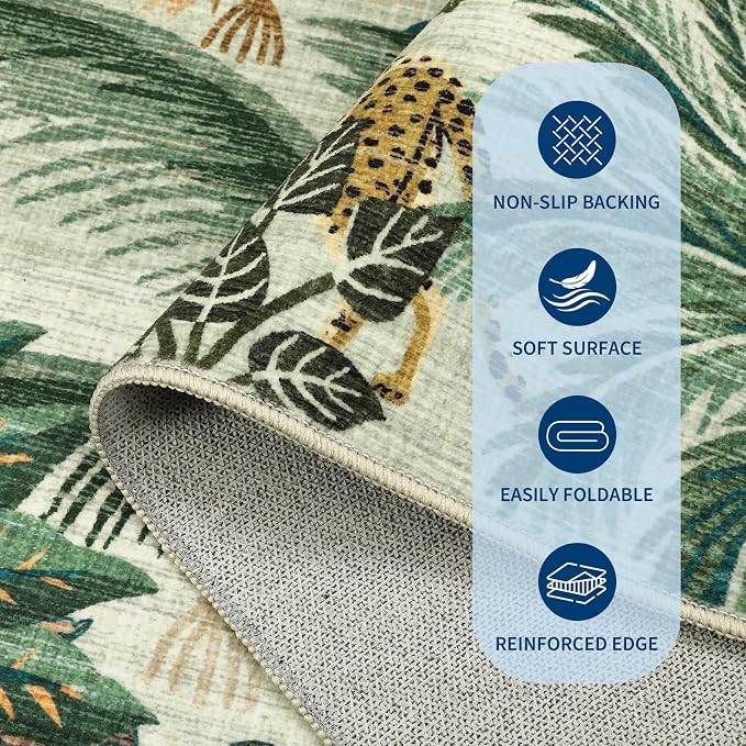 GarveeHome 6x9 Area Rug Jungle Green Washable Rugs - Image 4