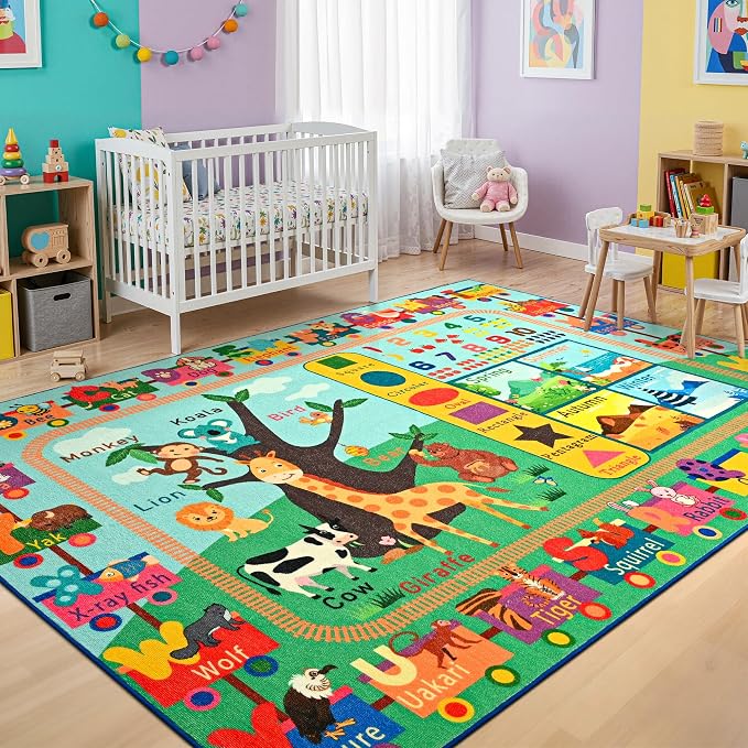 Maxsoft Kids Rug for Playroom, Educational 6x9 Play Mat for Classroom, Washable - Image 4