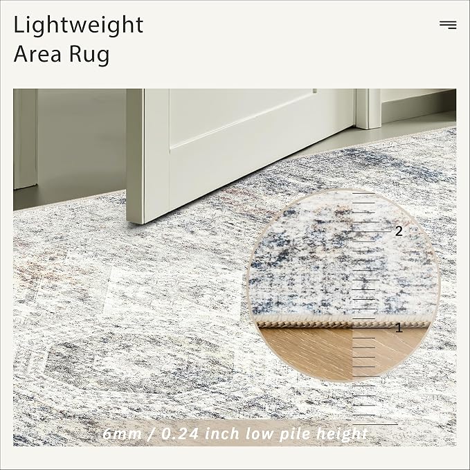 Soalmost 7x10 Area Rug for Living Room Washable Abstract Vintage Soft Thin - Image 7