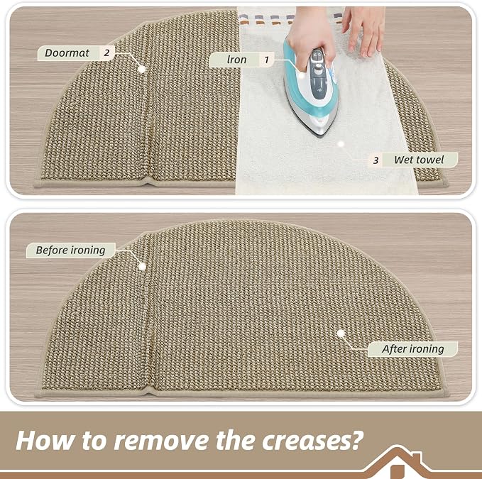 BEQHAUSE Dirt Trapper Door Mat 26" x 40" Half Circle Non-Slip Washable Doormats - Image 9