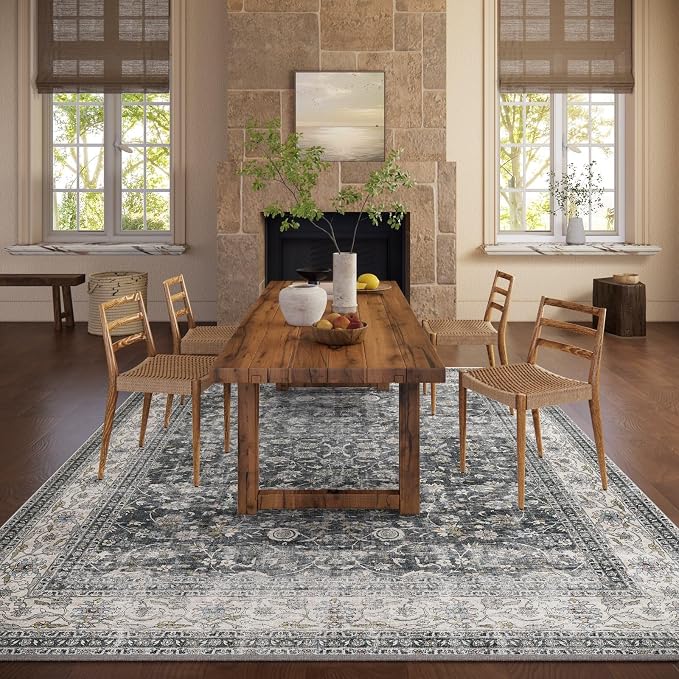 Machine Washable Rugs for Living Room: 5x7 Bedroom Rug Vintage Boho Area Rug - Image 7