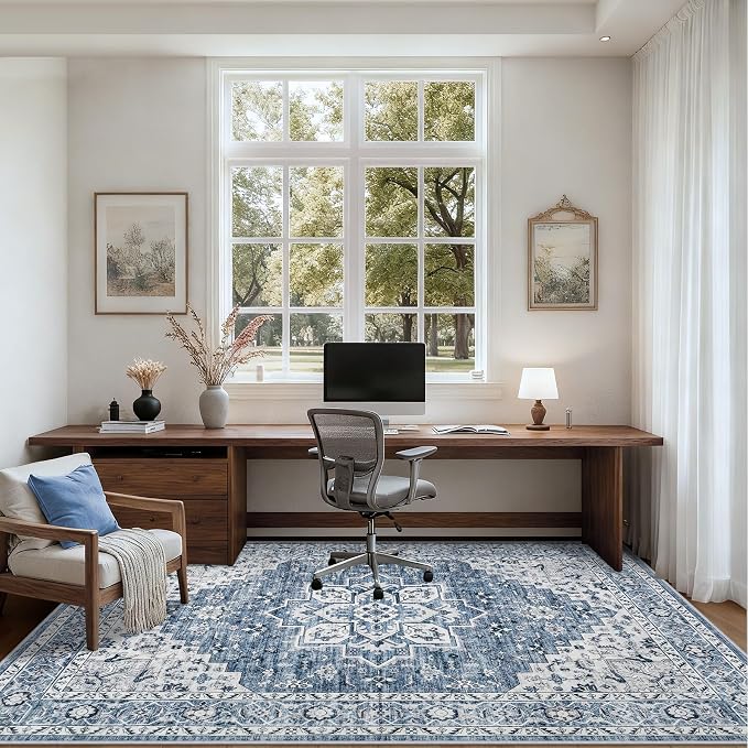 Area Rugs 10x14 Living Room Rug: Washable Rug Soft Vintage Boho Medallion - Image 5