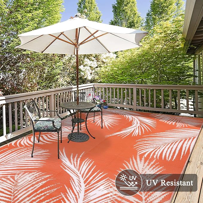 Pauwer Waterproof Outdoor Rug 6x9, Reversible Plastic Straw Patio Camping Rug - Image 4