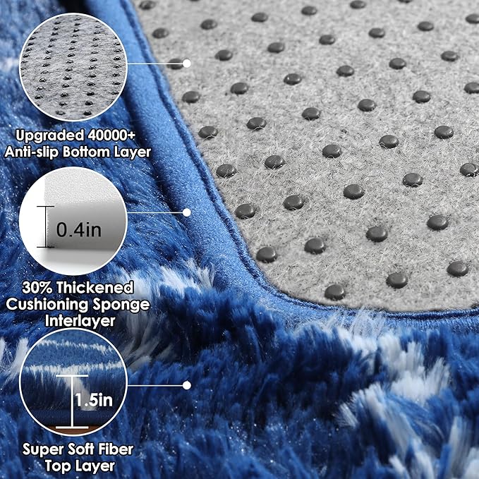 ONASAR Large 8x10 Area Rugs for Living Room, Fluffy Geometric Navy and White - Image 4