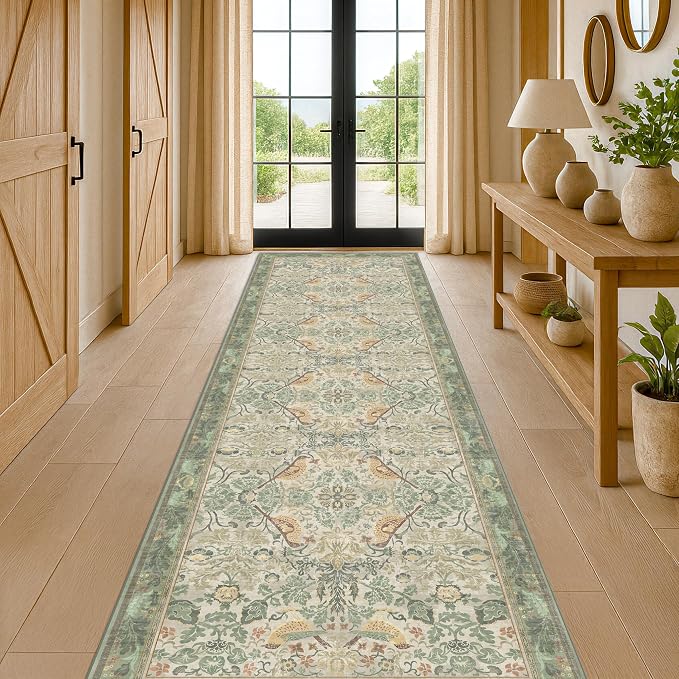 Sage Green10 ft Long Runner Rugs by HazoHaus
