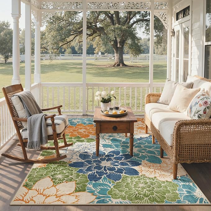 GENIMO Indoor Outdoor Area Rug 4'x6', Machine Washable Rugs - Image 6