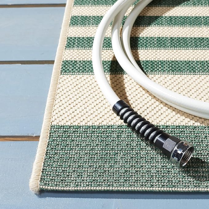 SAFAVIEH Courtyard Collection 9' x 12' Beige/Dark Green CY6062 Stripe - Image 4