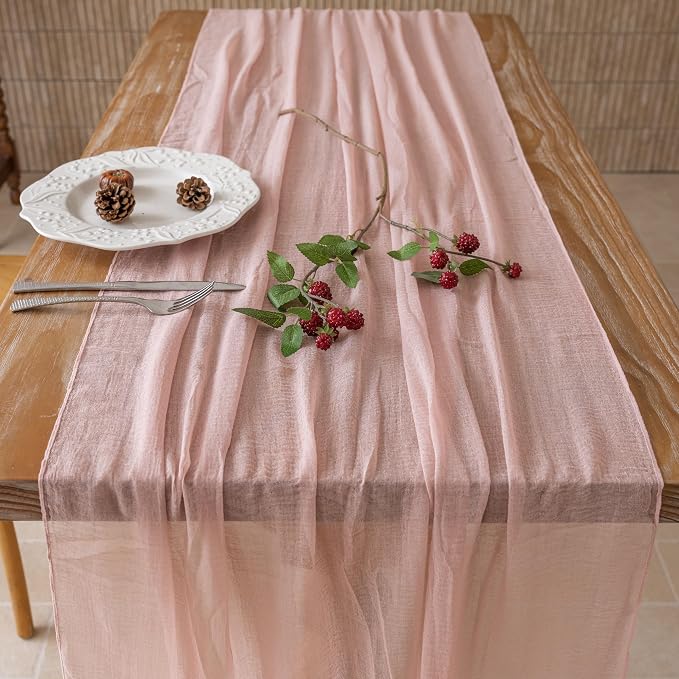 10Pcs Dusty Pink Cheesecloth Table Runner 120 Inches - Image 4