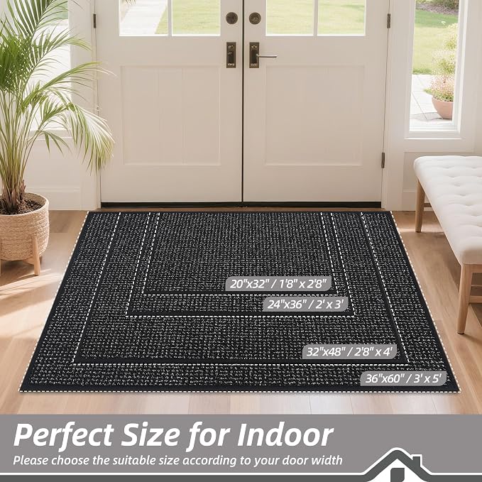 BEQHAUSE Dirt Trapper Door Mat 20" x 32", Non-Slip Washable Doormats Entrance - Image 2