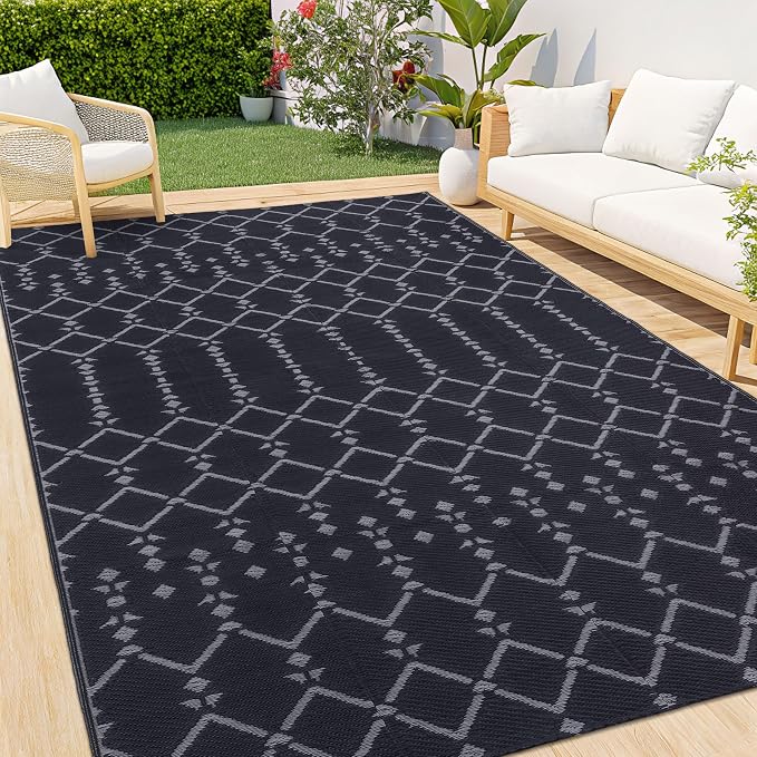 Smiry Outdoor Rug 5x8 ft, Waterproof Reversible Plastic Straw Rugs, Boho by Smiry