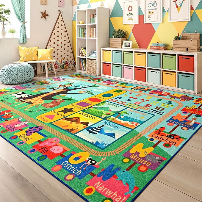Maxsoft Kids Rug for Playroom, Educational 4x6 Play Mat for Classroom, Washable - Image 7